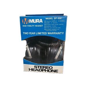 Mura SP-502 Dynamic Stereo Headphones Black & Silver Tested and Works VTG 1970s